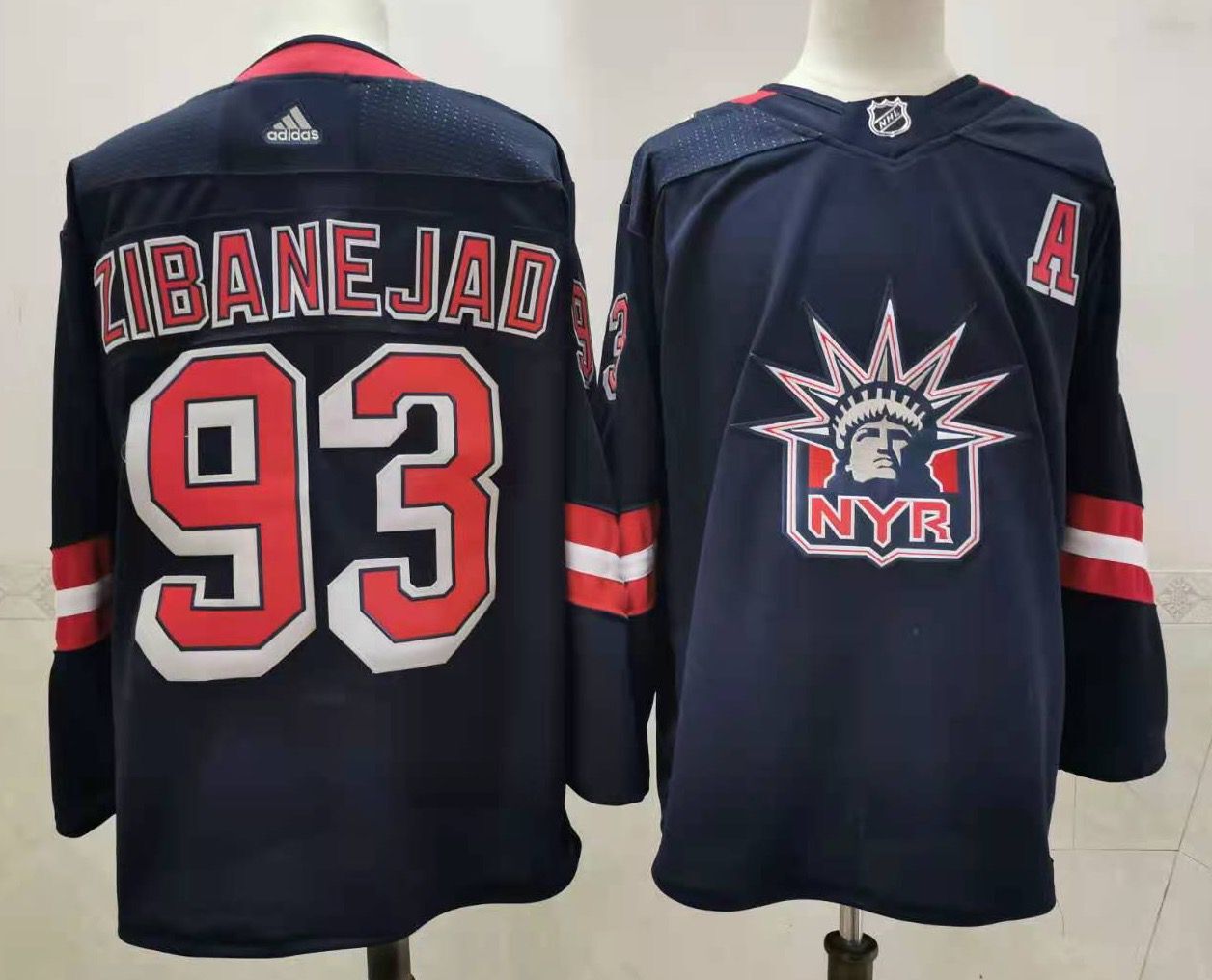 Men New York Rangers #93 Mika Zibanejad Navy Authentic Stitched 2020 Adidias NHL Jersey
